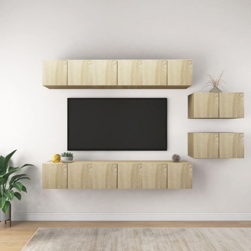 Szafki TV, 8 szt., dąb sonoma, płyta wiórowa