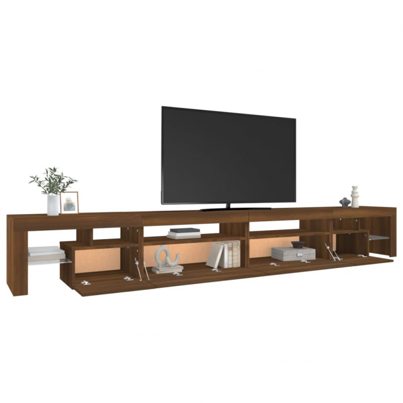 Szafka pod TV z oświetleniem LED, brązowy dąb, 290x36,5x40 cm
