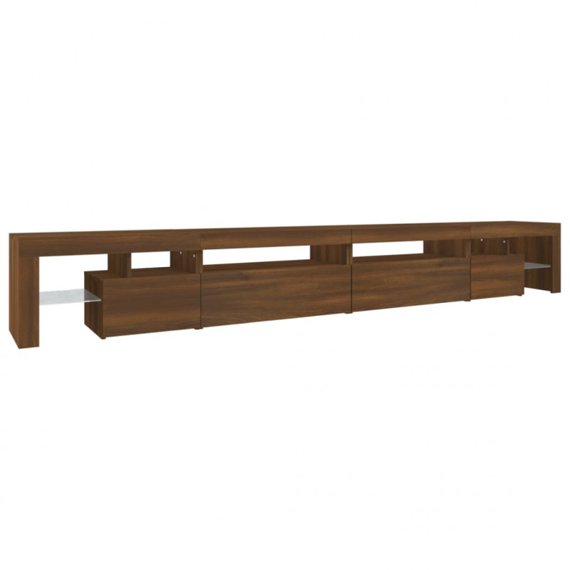 Szafka pod TV z oświetleniem LED, brązowy dąb, 290x36,5x40 cm
