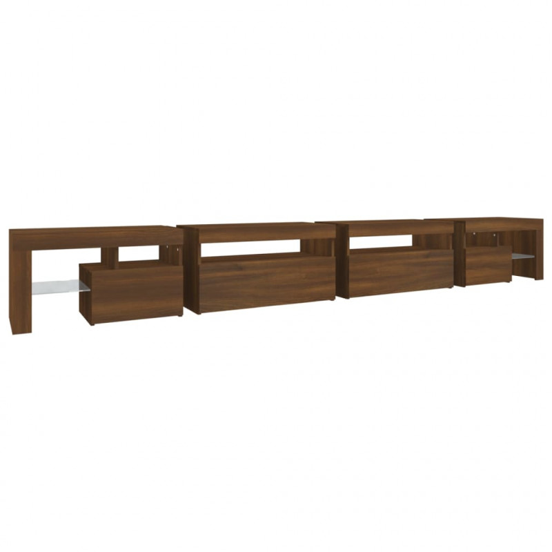 Szafka pod TV z oświetleniem LED, brązowy dąb, 290x36,5x40 cm