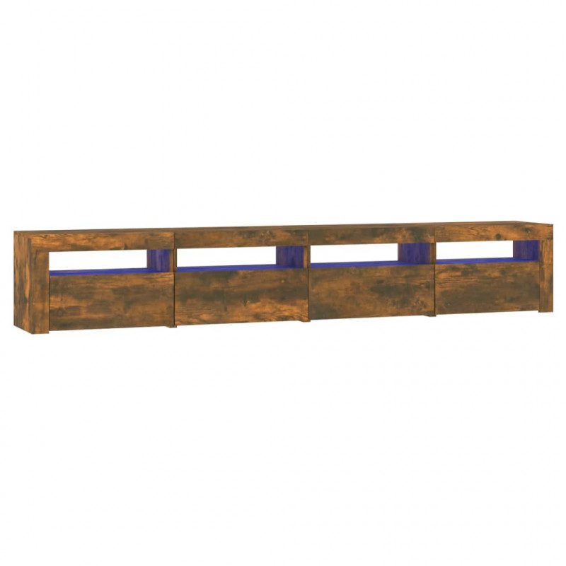 Szafka pod TV z oświetleniem LED, przydymiony dąb, 240x35x40 cm