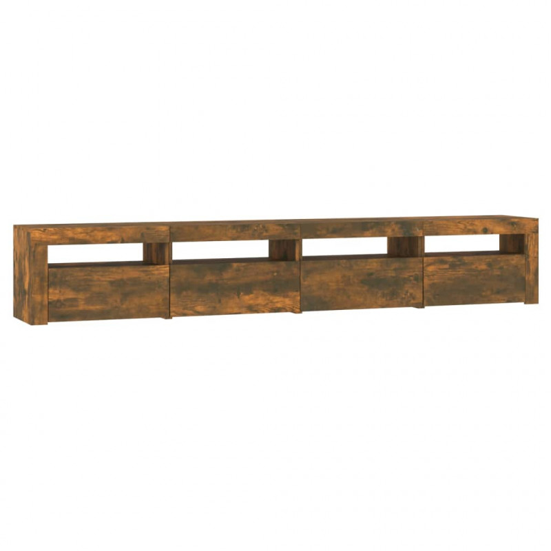 Szafka pod TV z oświetleniem LED, przydymiony dąb, 240x35x40 cm