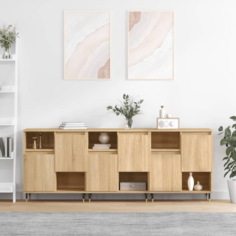 Szafki, 3 szt., dąb sonoma, materiał drewnopochodny