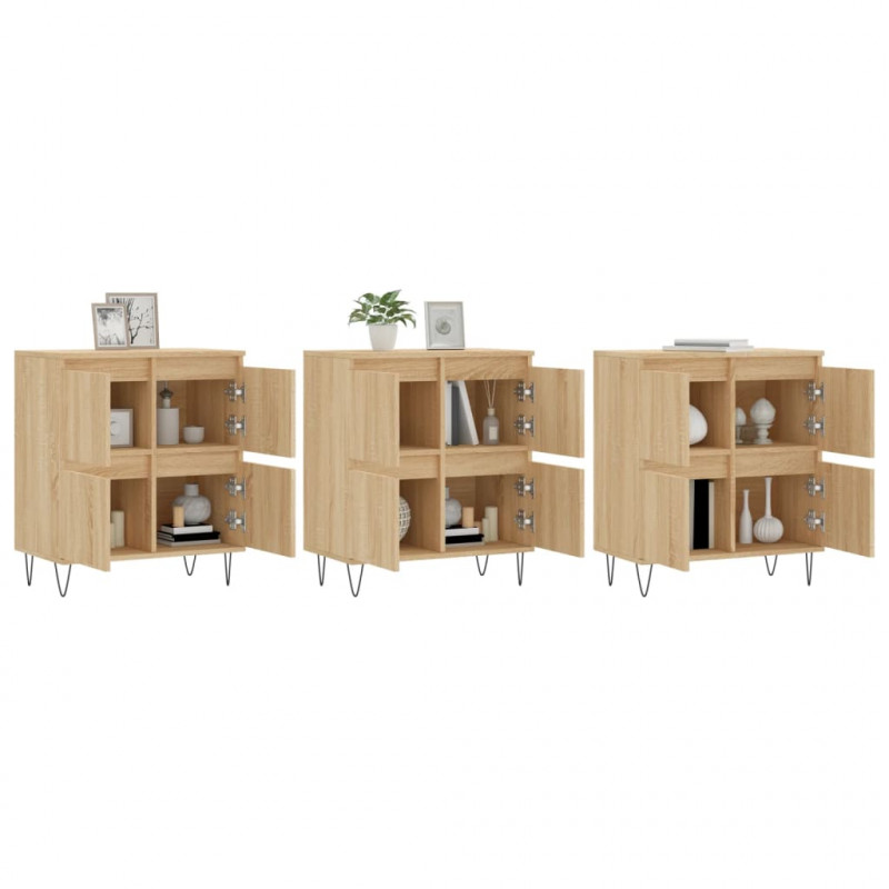 Szafki, 3 szt., dąb sonoma, materiał drewnopochodny