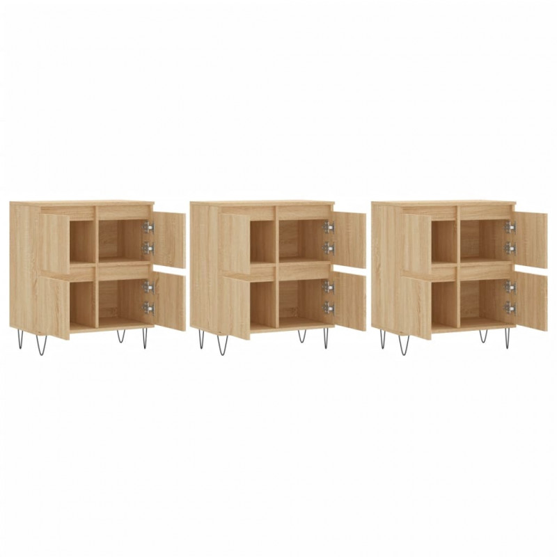 Szafki, 3 szt., dąb sonoma, materiał drewnopochodny