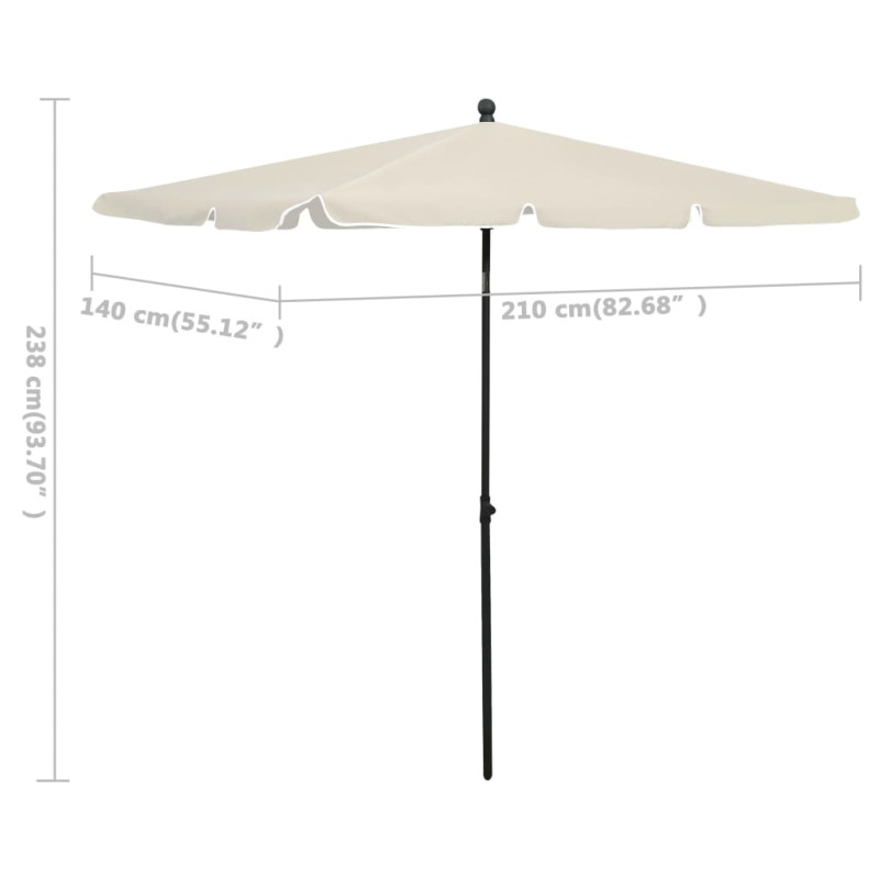 Parasol ogrodowy na słupku, 210x140 cm, piaskowy