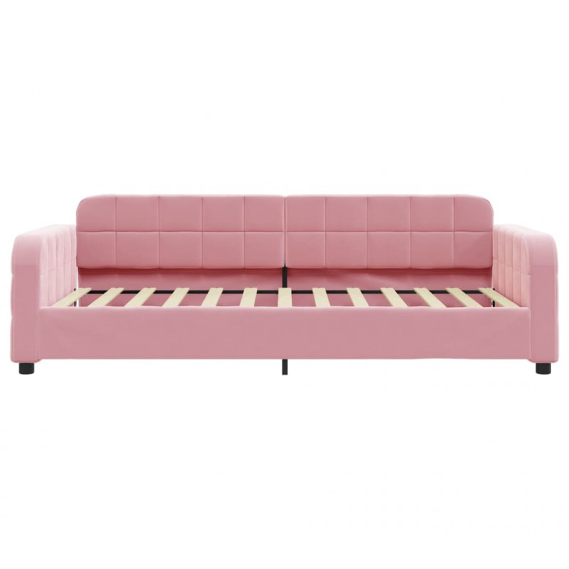 Sofa rozsuwana z szufladami, różowa, 80x200 cm, aksamit