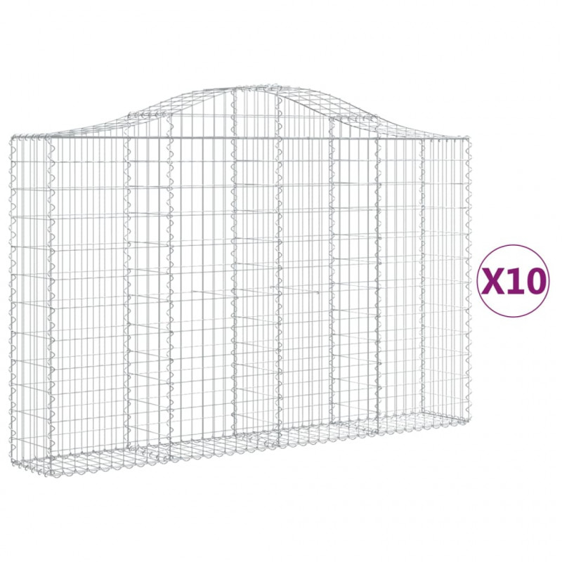 Kosze gabionowe, 10 szt, 200x30x120/140cm, galwanizowane żelazo