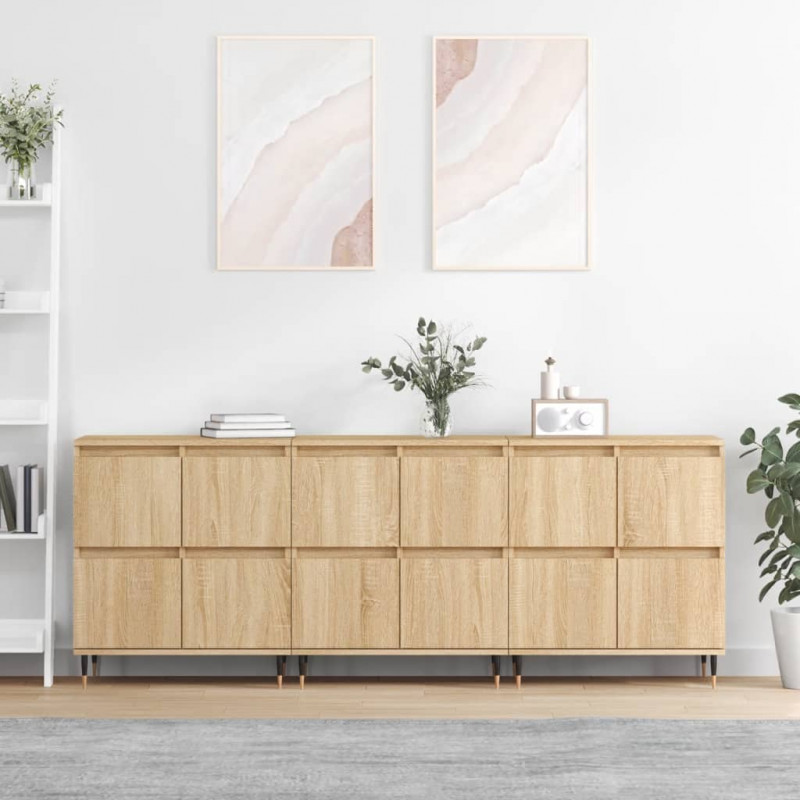 Szafki, 3 szt., dąb sonoma, materiał drewnopochodny