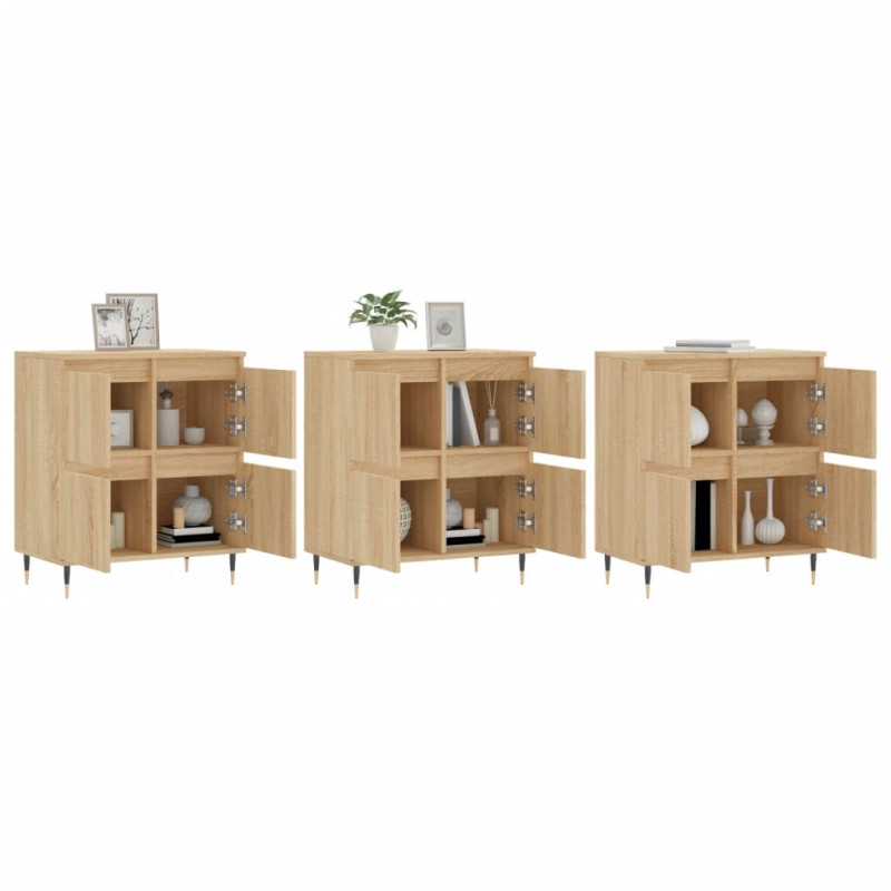 Szafki, 3 szt., dąb sonoma, materiał drewnopochodny