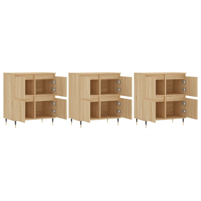 Szafki, 3 szt., dąb sonoma, materiał drewnopochodny