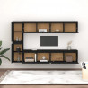 Szafki pod TV, 6 szt., czarne, lite drewno sosnowe