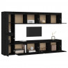 Szafki pod TV, 6 szt., czarne, lite drewno sosnowe
