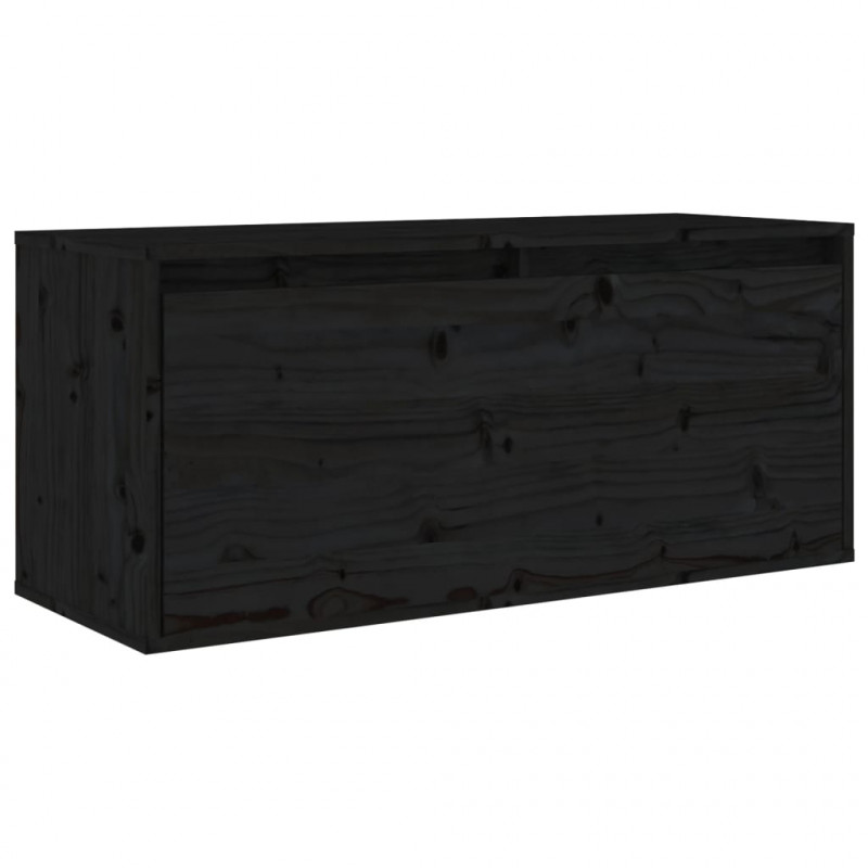 Szafki pod TV, 6 szt., czarne, lite drewno sosnowe