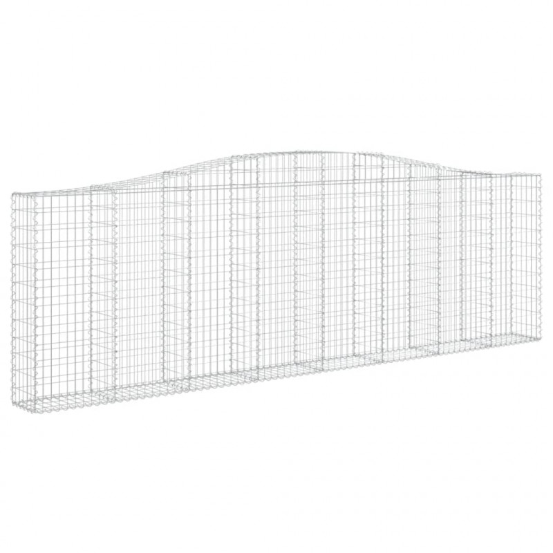 Kosze gabionowe, 9 szt, 400x30x120/140 cm, galwanizowane żelazo