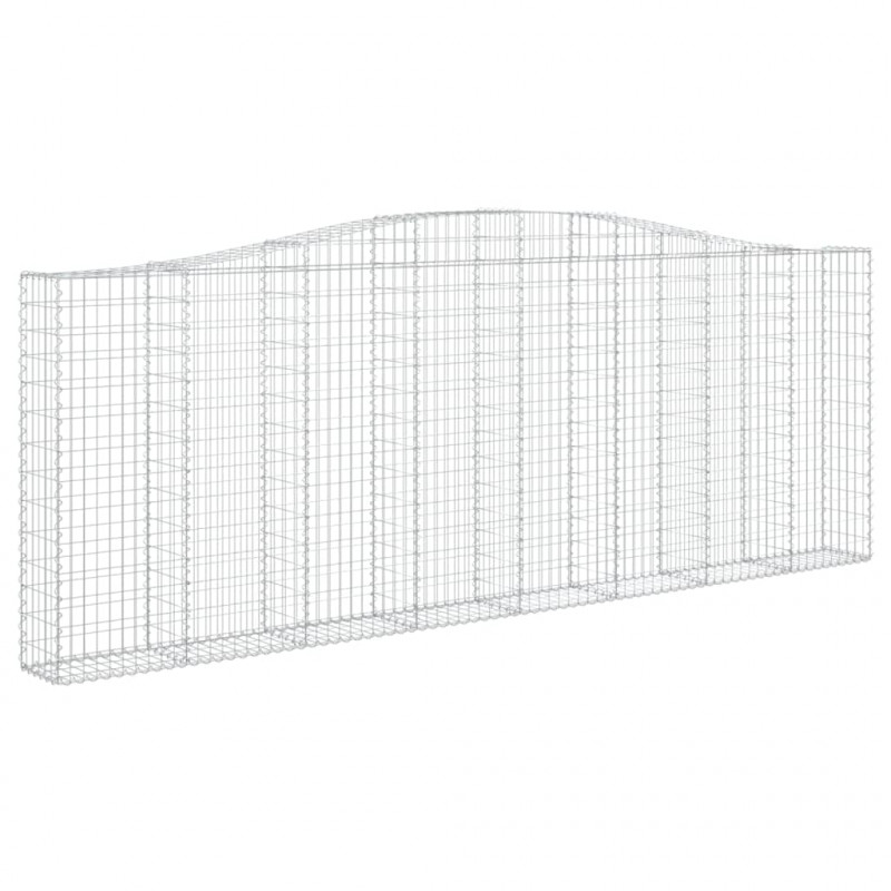 Kosze gabionowe, 9 szt, 400x30x140/160 cm, galwanizowane żelazo