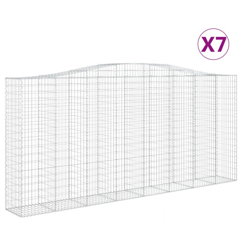 Kosze gabionowe, 7 szt, 400x50x180/200 cm, galwanizowane żelazo