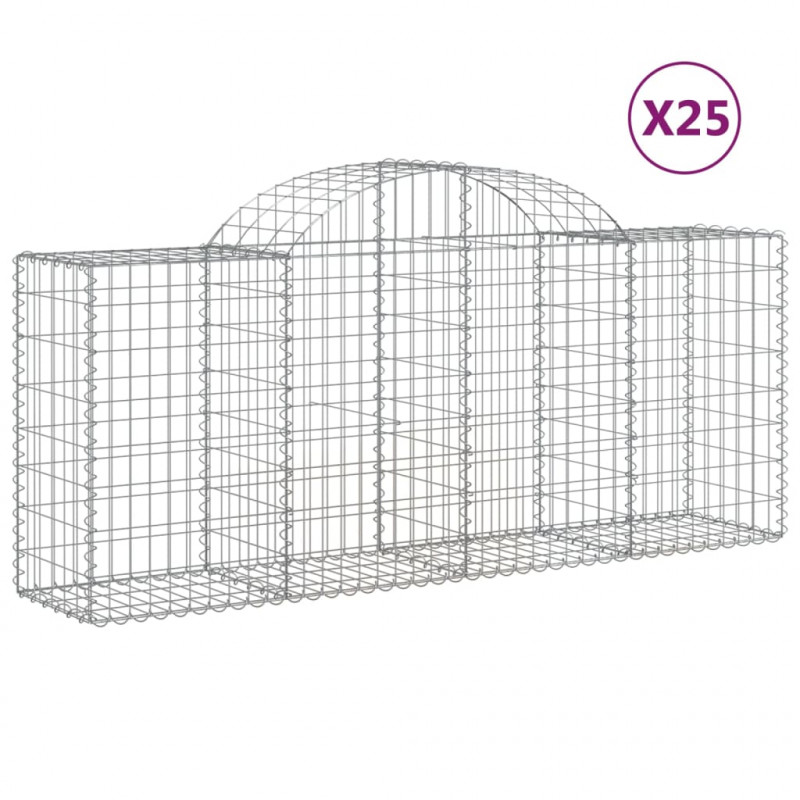 Kosze gabionowe, 25 szt, 200x50x80/100 cm, galwanizowane żelazo
