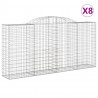 Kosze gabionowe, 8 szt, 300x50x140/160 cm, galwanizowane żelazo