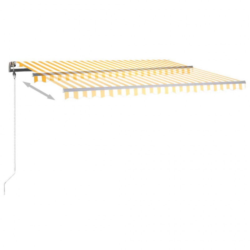 Ręcznie zwijana markiza z LED, 400 x 350 cm, żółto-biała