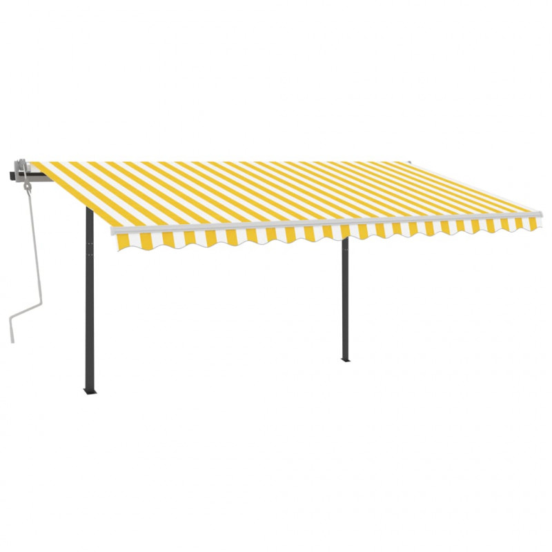 Ręcznie zwijana markiza z LED, 4x3,5 m, żółto-biała