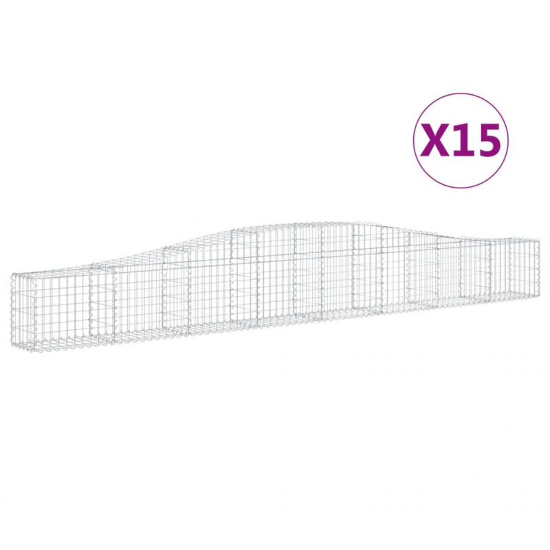 Kosze gabionowe, 15 szt, 400x30x40/60 cm, galwanizowane żelazo