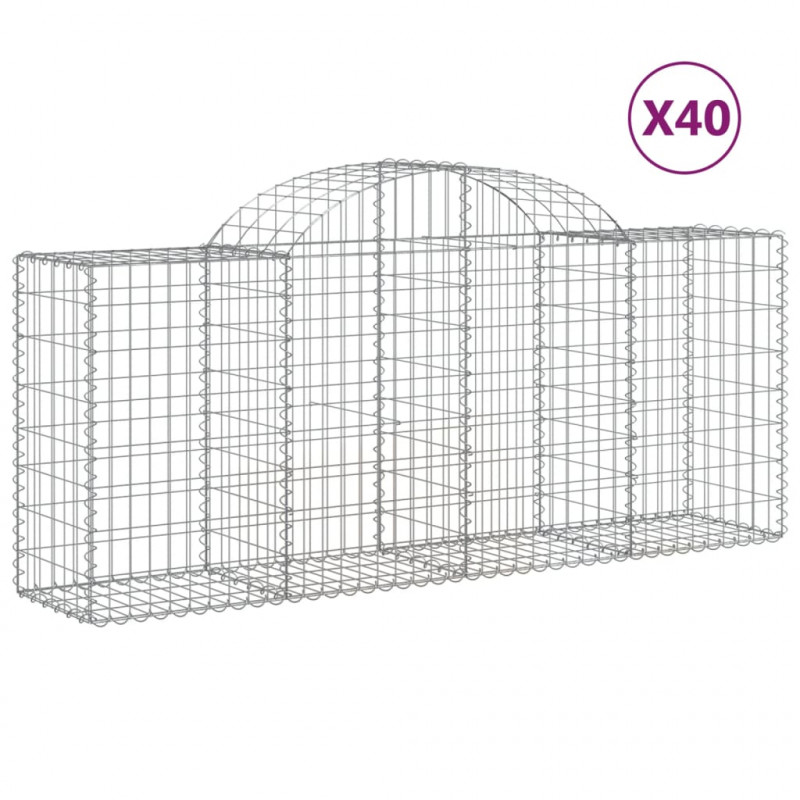 Kosze gabionowe, 40 szt, 200x50x80/100 cm, galwanizowane żelazo