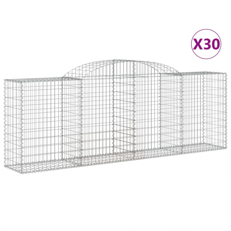 Kosze gabionowe, 30 szt, 300x50x100/120cm, galwanizowane żelazo