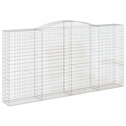 Kosze gabionowe, 3 szt, 400x50x200/220 cm, galwanizowane żelazo
