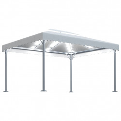Altana ze sznurem lampek LED, 400x300 cm, kremowa, aluminium