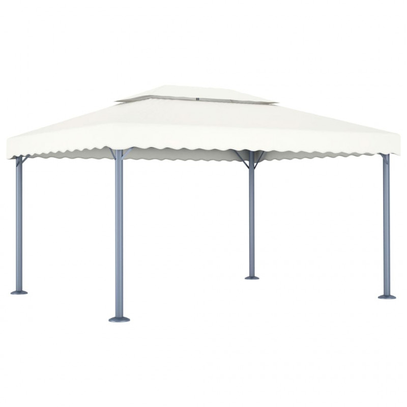 Altana ze sznurem lampek LED, 400x300 cm, kremowa, aluminium