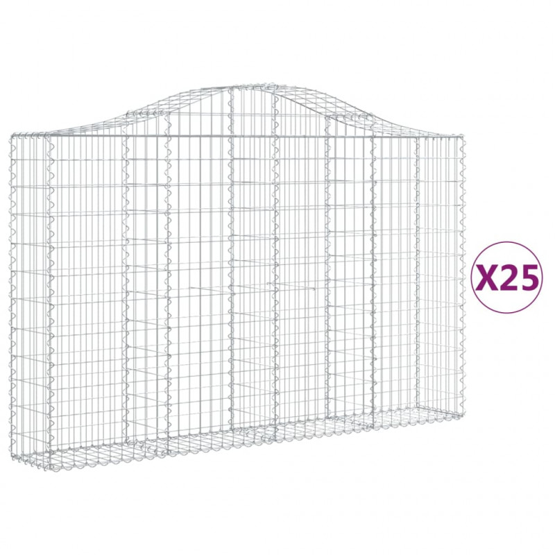 Kosze gabionowe, 25 szt, 200x30x120/140cm, galwanizowane żelazo