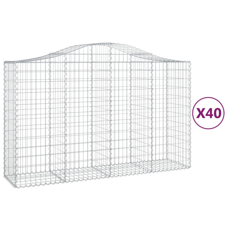 Kosze gabionowe, 40 szt, 200x50x120/140cm, galwanizowane żelazo