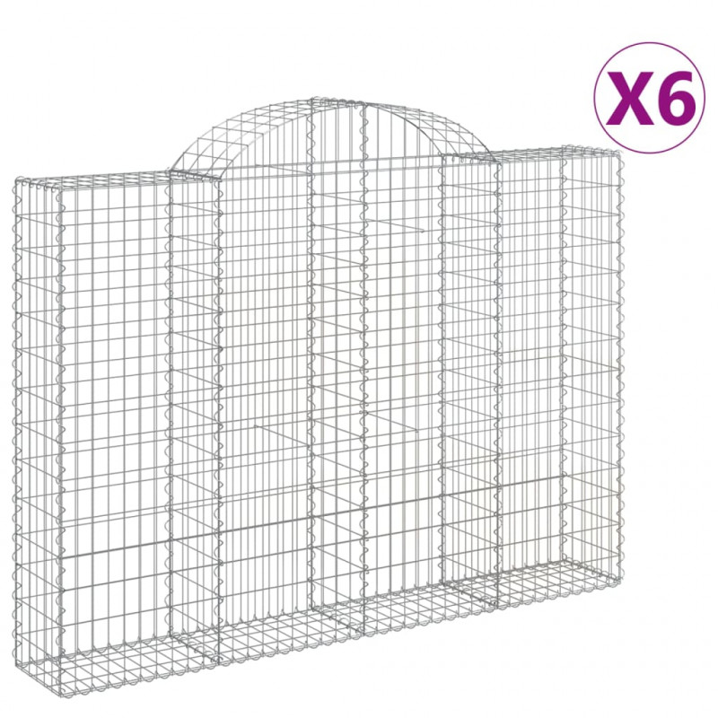 Kosze gabionowe, 6 szt, 200x30x140/160 cm, galwanizowane żelazo