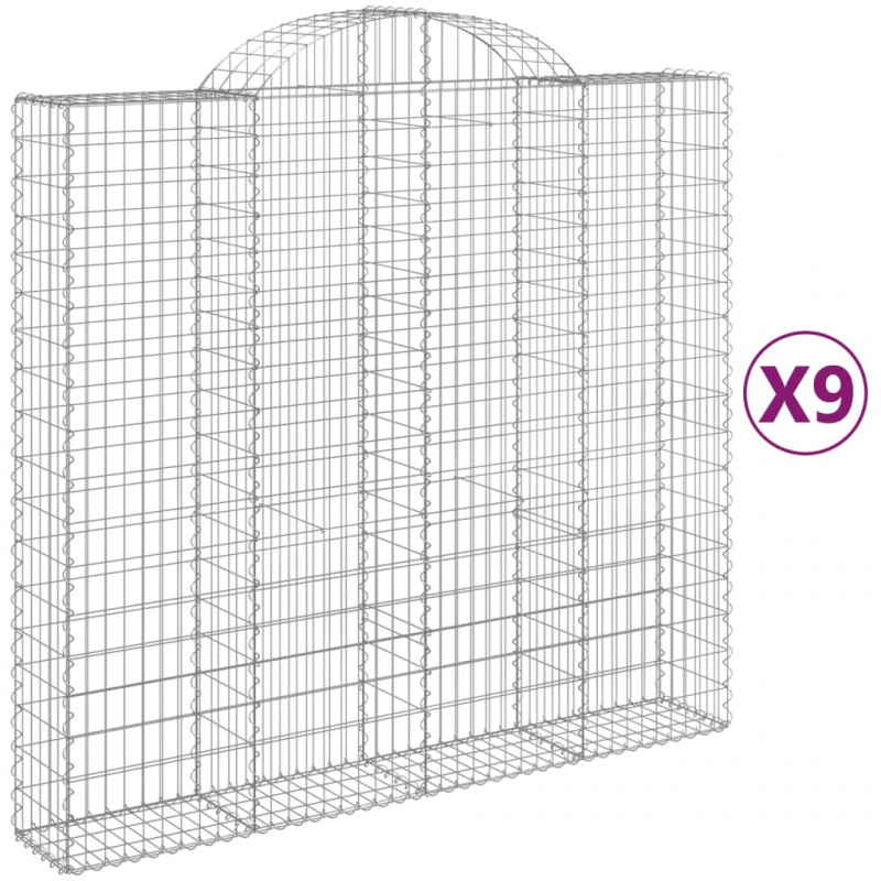 Kosze gabionowe, 9 szt, 200x50x180/200 cm, galwanizowane żelazo