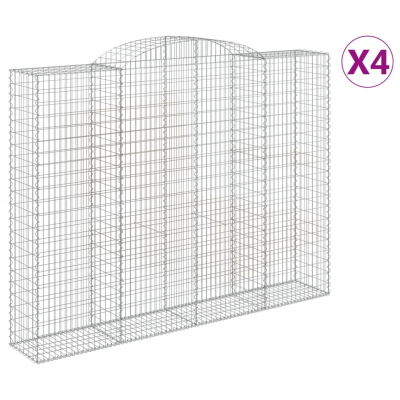 Kosze gabionowe, 4 szt, 300x50x220/240 cm, galwanizowane żelazo
