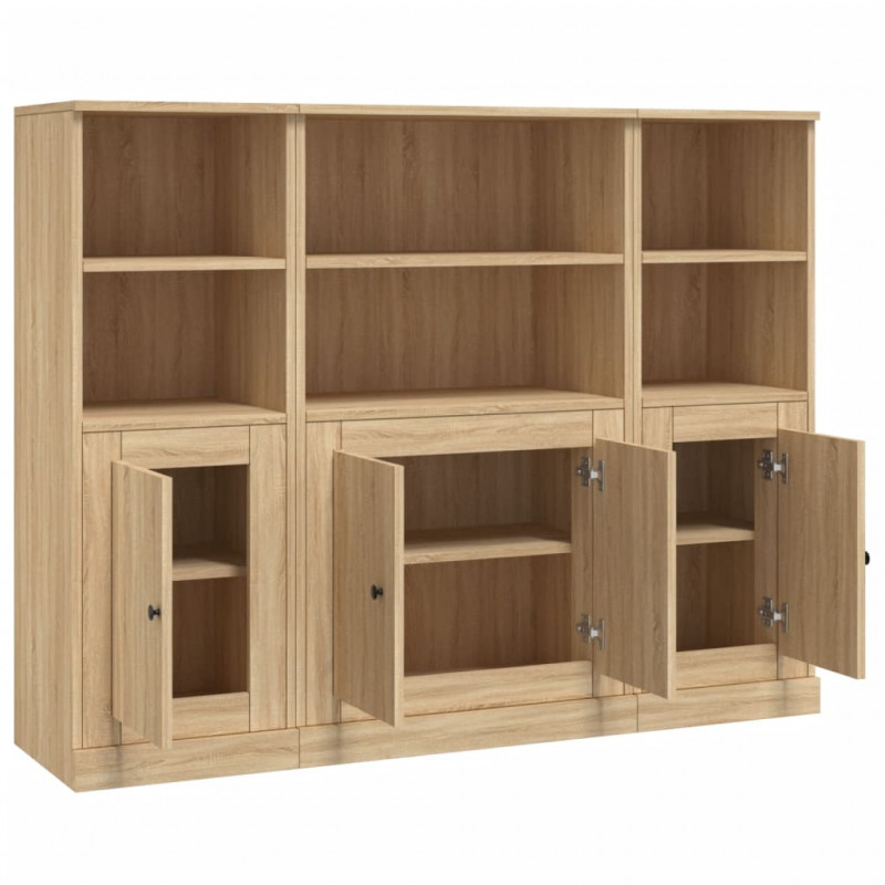 Wysokie szafki, 3 szt., dąb sonoma, materiał drewnopochodny