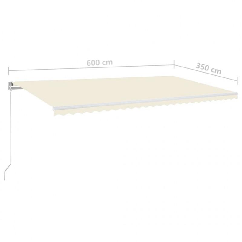Ręcznie zwijana markiza z LED, 600x350 cm, kremowa