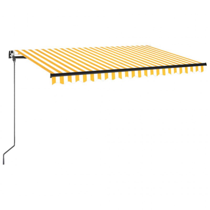 Ręcznie zwijana markiza z LED, 450x350 cm, żółto-biała
