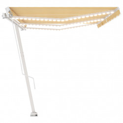Ręcznie zwijana markiza z LED, 600x350 cm, żółto-biała