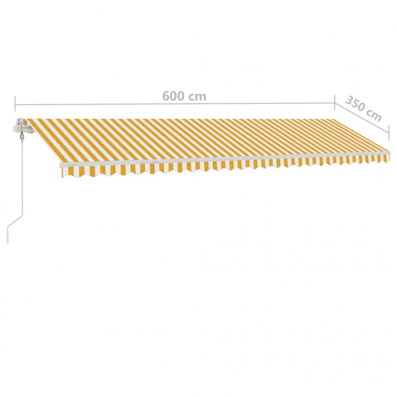 Ręcznie zwijana markiza z LED, 600x350 cm, żółto-biała