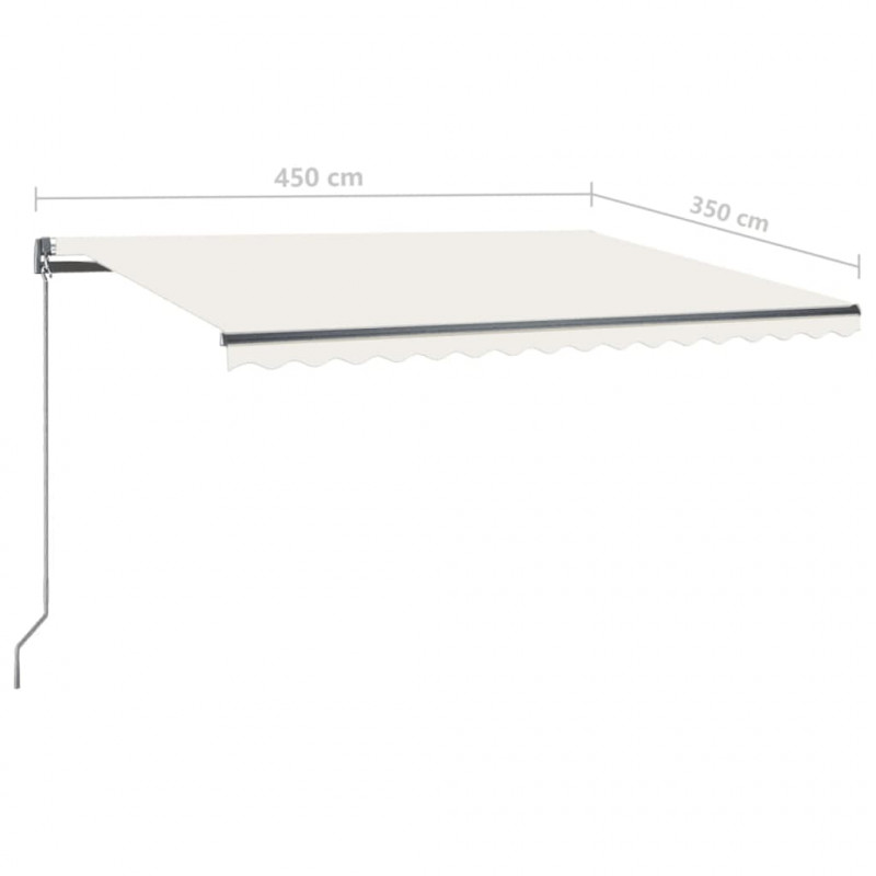 Ręcznie zwijana markiza z LED, 450x350 cm, kremowa