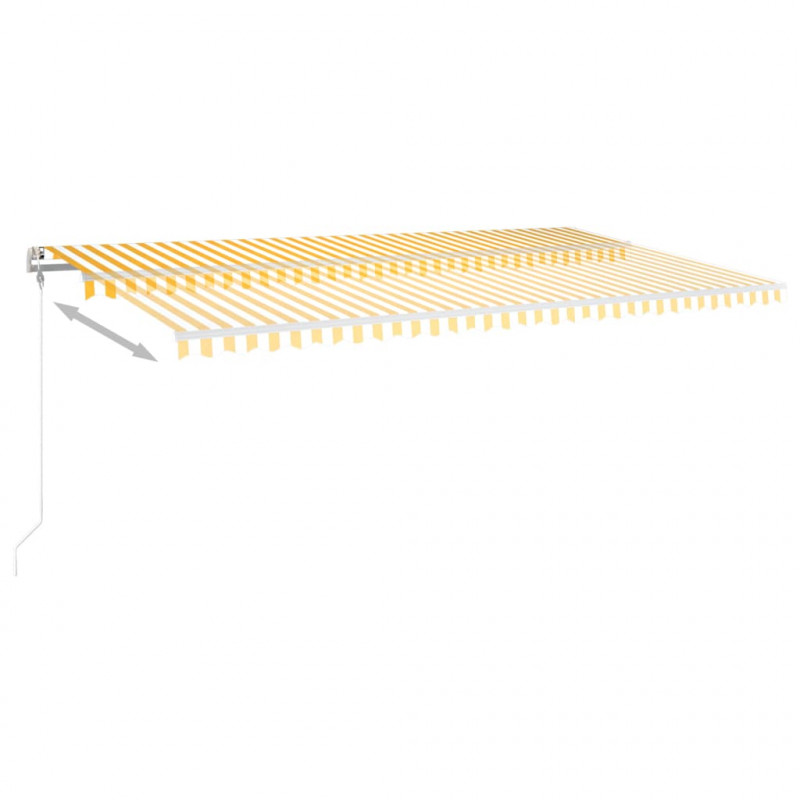 Ręcznie zwijana markiza z LED, 6x3,5 m, żółto-biała