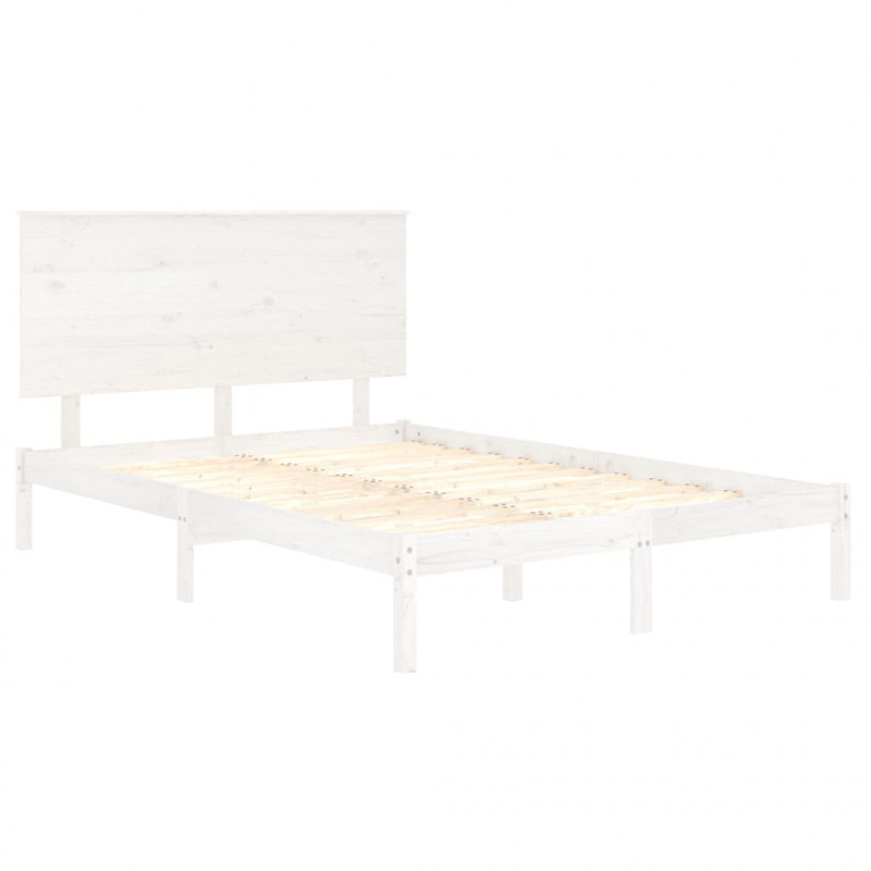 Rama łóżka bez materaca, biała, 140x190 cm, lite drewno sosnowe