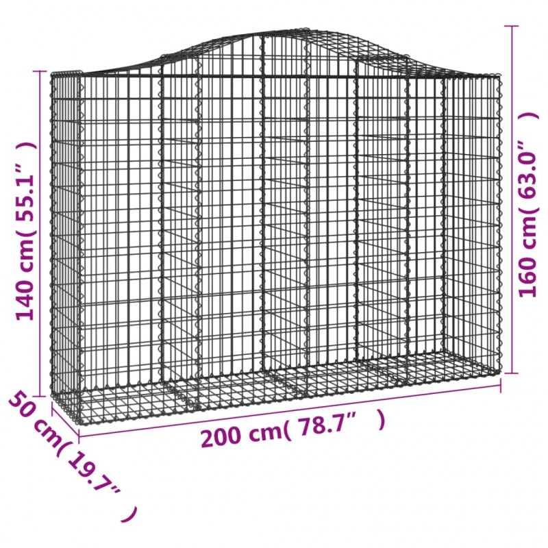 Kosze gabionowe, 40 szt, 200x50x140/160cm, galwanizowane żelazo