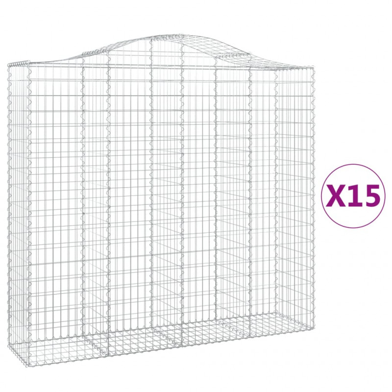 Kosze gabionowe, 15 szt, 200x50x180/200cm, galwanizowane żelazo