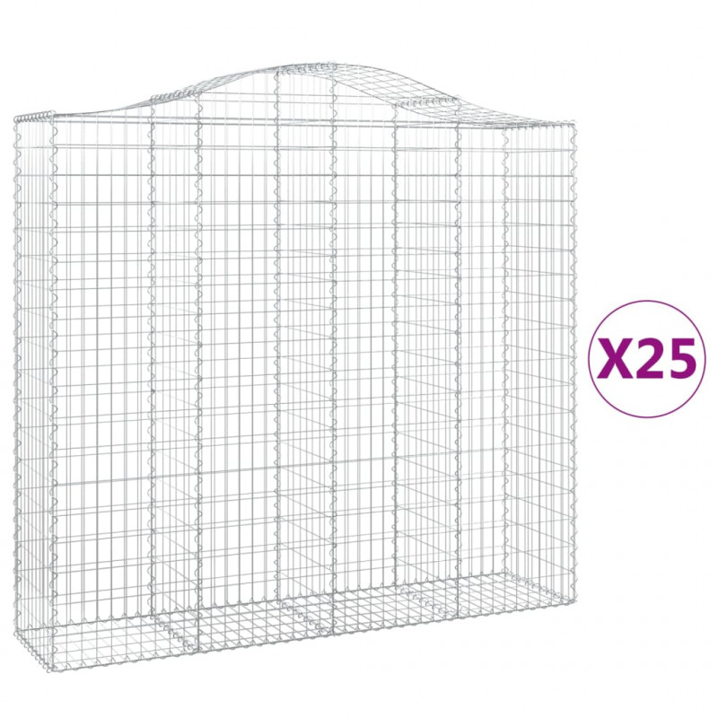 Kosze gabionowe, 25 szt, 200x50x180/200cm, galwanizowane żelazo