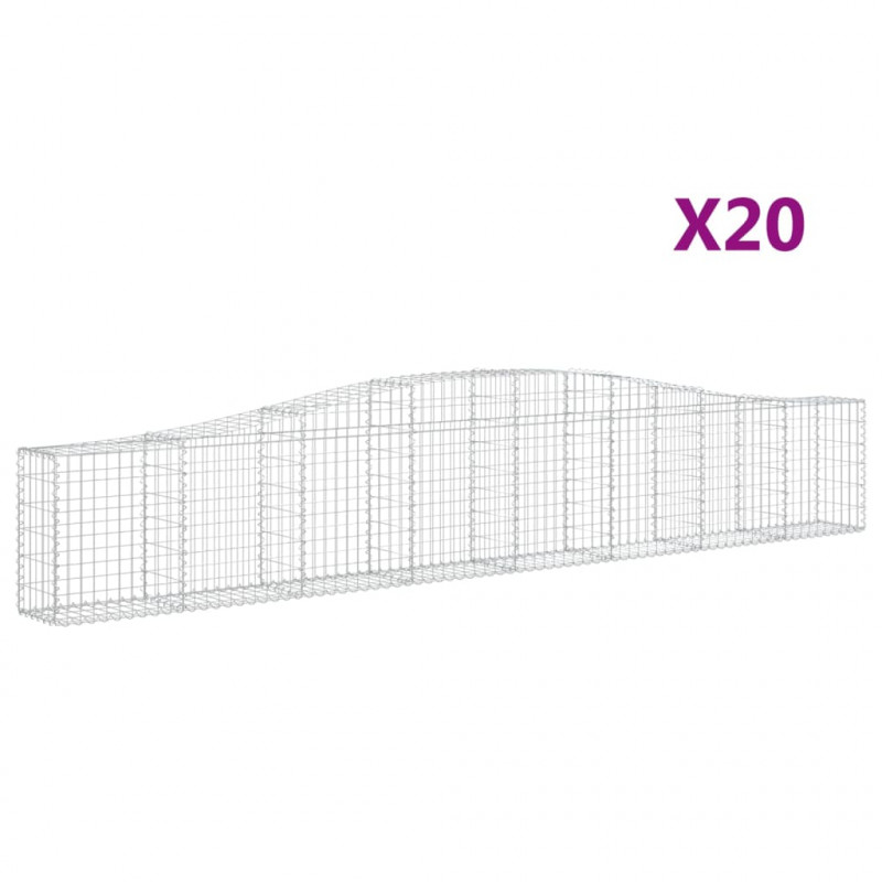 Kosze gabionowe, 20 szt, 400x30x60/80 cm, galwanizowane żelazo