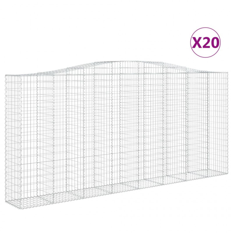 Kosze gabionowe, 20 szt, 400x50x180/200cm, galwanizowane żelazo