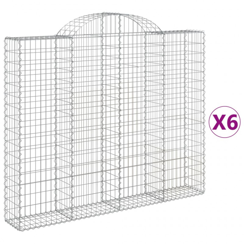 Kosze gabionowe, 6 szt, 200x30x160/180 cm, galwanizowane żelazo